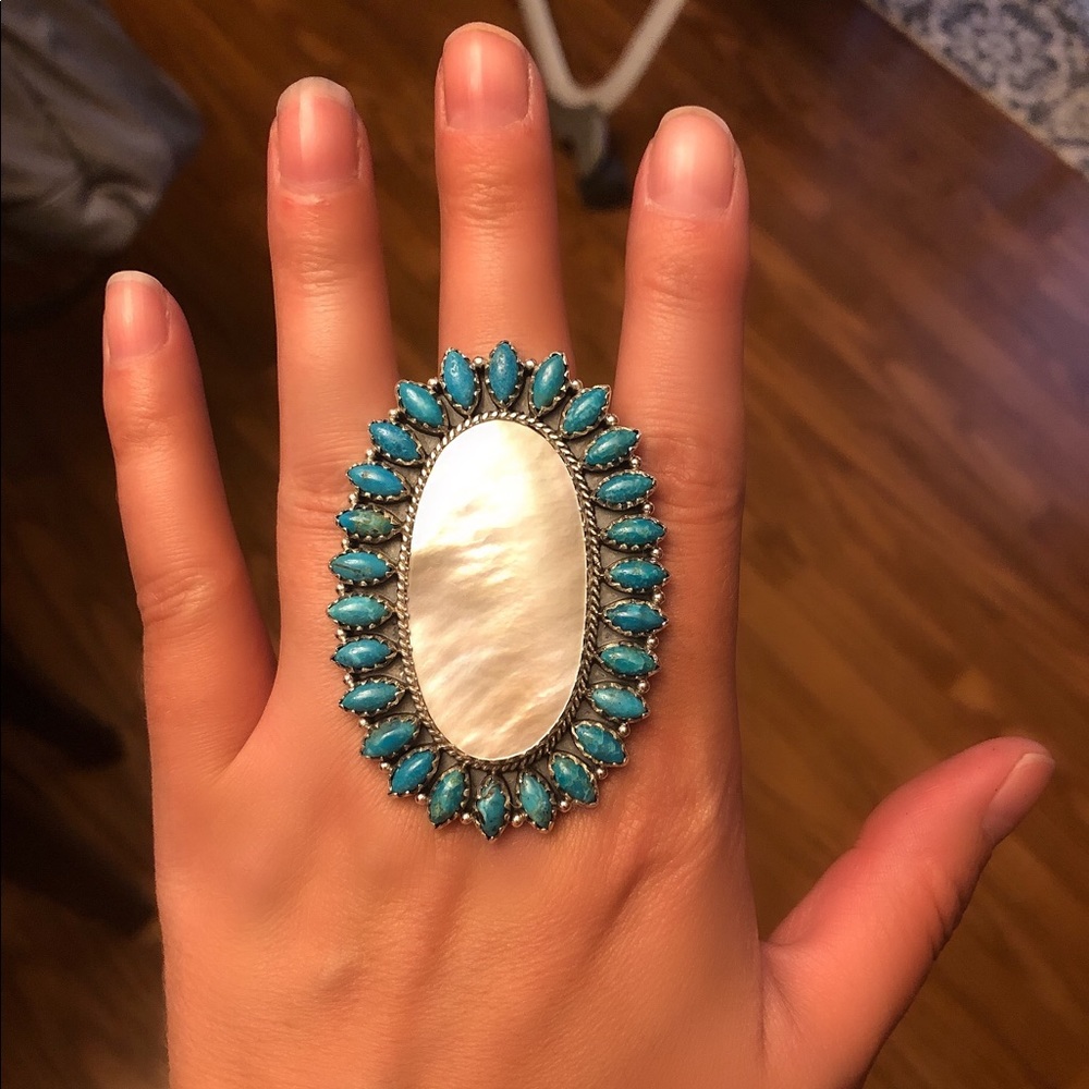 Turquoise and Mother of Pearl ring